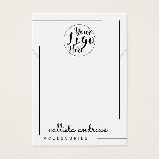 White Black Border Script Logo Ketting Display Visitekaartje (Voorkant)