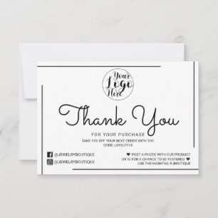 White Black Border Script Logo Klant Bedankt
