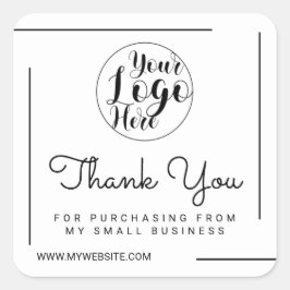 White Black Border Script Logo Klant Bedankt Vierkante Sticker