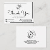 White Black Border Script Logo Klant Bedankt Visitekaartje (Voorkant / Achterkant)