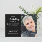 White Black Celebration of Life with Photo Funeral Kaart (Staand voorkant)