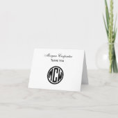 White Black Circle Monogram Font DIY BG Bedankkaart (Voorkant)