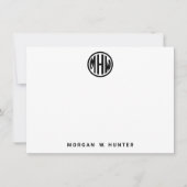White Black Circle Monogram Font DIY BG Bedankkaart (Voorkant)