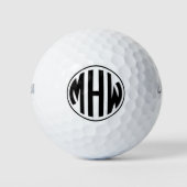 White Black Circle Monogram Font DIY BG Golfballen (Voorkant)