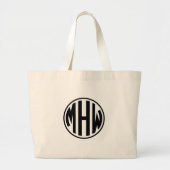 White Black Circle Monogram Font DIY BG Grote Tote Bag (Voorkant)