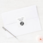 White Black Circle Monogram Font DIY BG Vierkante Sticker (Envelop)