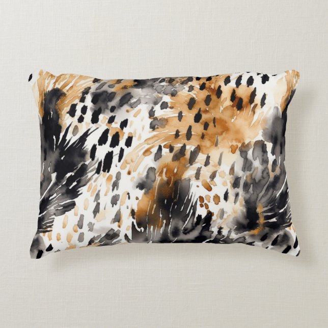 White Black Cream Leopard Animal Accent Kussen (Voorkant)