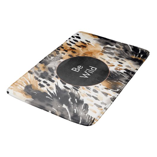 White Black Cream Leopard Animal Birthday Badmat (Gekanteld)