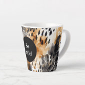 White Black Cream Leopard Animal Birthday Latte Mok (Rechterhoek)
