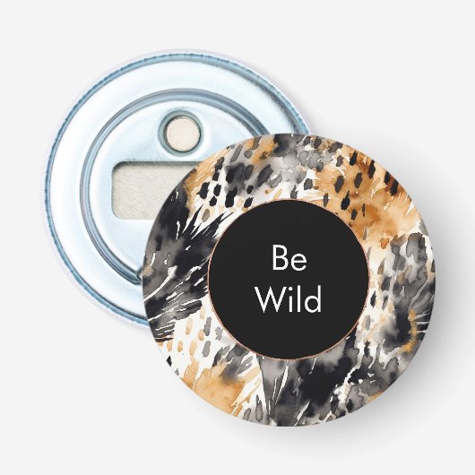White Black Cream Leopard Animal Button Flesopener (Voorkant)