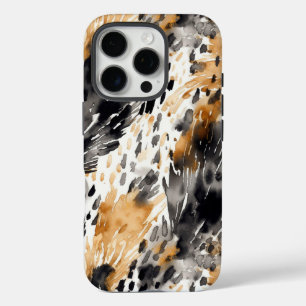 White Black Cream Leopard Animal iPhone 16 Pro Hoesje