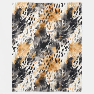 White Black Cream Leopard Animal Fleece Deken