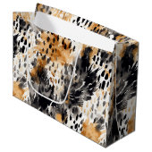 White Black Cream Leopard Animal Floral Verjaardag Groot Cadeauzakje (Voorkant Gekanteld)
