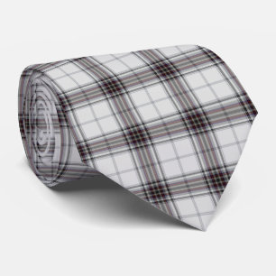 White Black Dark Red Tartan Pset Stropdas
