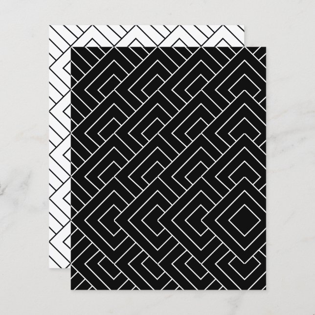 White Black Diamond Grid Scrapbook Paper (Voorkant / Achterkant)