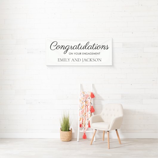 White Black Elegant Script-Verloving Spandoek (Insitu)