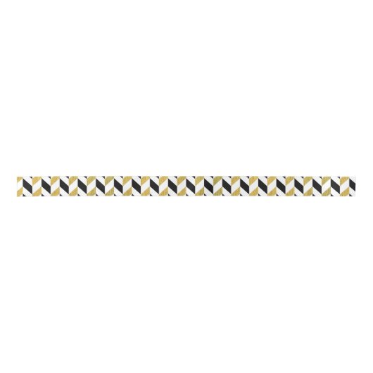 White, Black en Golden Chevron Pattern Lint (Voorkant)