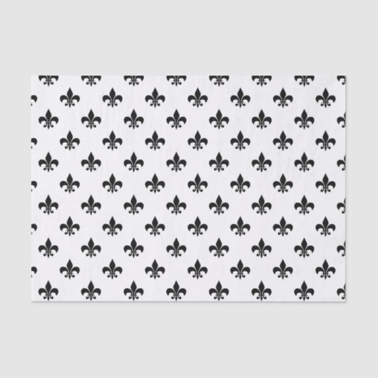 White Black Fleur De Lis Delicate Mardi Gras Tissuepapier (Voorkant)
