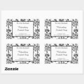 White Black Floral Damask Editable Soap Stickers (Vel)