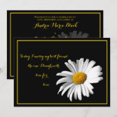 White Black Gold Daisy Wedding Invitation Kaart (Voorkant / Achterkant)
