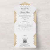 White Black Gold Gatsby QR CODE RSVP Weddenschap All In One Uitnodiging (Binnen)