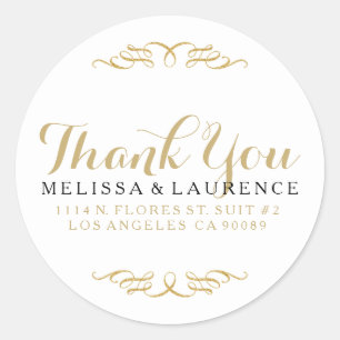 White Black & Gold Glitter-Lijst - Ontwerp bedankt Ronde Sticker