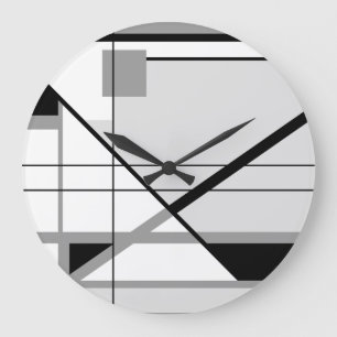 White Black Grey Geometric Abstract Grote Klok