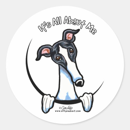White Black Greyhound IAAM Ronde Sticker (Voorkant)