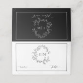 White Black Leafy Crest Monogram Weddenschap (Buitenkant ongevouwen)