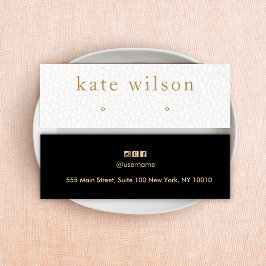 White Black Leather Stud Earling Display Card Mini Visitekaartjes