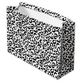 White Black leopard Print Groot Cadeauzakje (Achterkant Gekanteld)