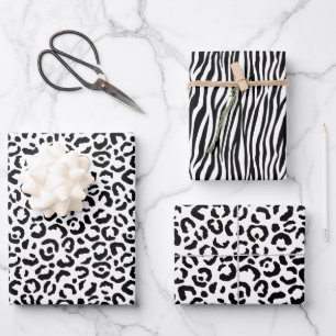White Black Leopard Zebra — Dierenafdrukken Inpakpapier Vel