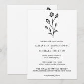 White Black Lettering Flower Bouquet Botanical Kaart (Voorkant / Achterkant)