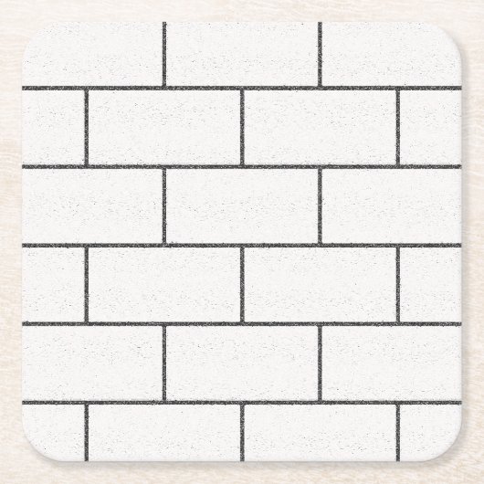 White Black Lines Concrete Bricks Pattern Vierkante Kartonnen Onderzetter (Voorkant)