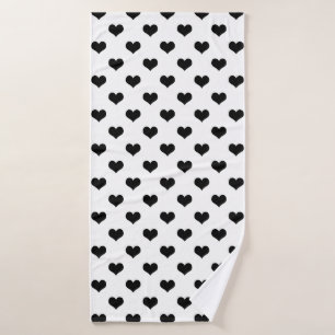 White Black Love Heart Patroon Ontwerp Badhanddoek