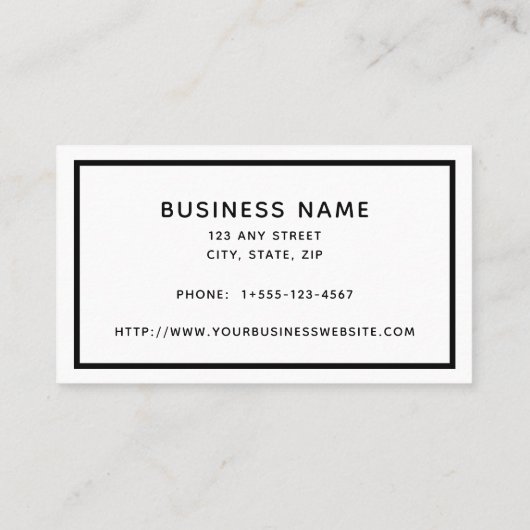 White Black Minimal Visitekaartje (Achterkant)