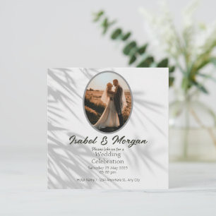White Black Minimalist Wedding Invitation, foto Kaart