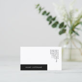 White Black Modern Minimalistisch Visitekaartje (Staand voorkant)