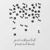 White Black Pet Dog Cat Bone Paws cafe store Raamsticker (Vel)