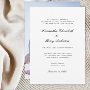 White Black Photo Wedding Invitation Kaart