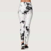 White Black Pink Marble Paint Splash Abstract Leggings (Achterkant)