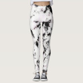 White Black Pink Marble Paint Splash Abstract Leggings (Voorkant)