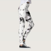 White Black Pink Marble Paint Splash Abstract Leggings (Rechts)