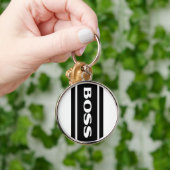 White Black Racing Stripes Boss Sleutelhanger (Hand)