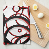 White Black & Red Geometric Cirtern Pattern Theedoek (Quarter Fold)