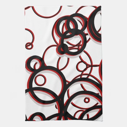 White Black & Red Geometric Cirtern Pattern Theedoek (Verticaal)