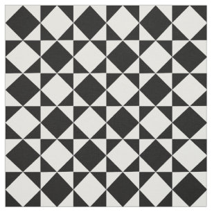 White Black Retro Squares Triangles Pattern Stof