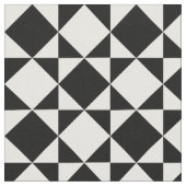 White Black Retro Squares Triangles Pattern Stof (Close Up)