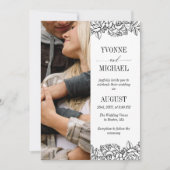 White Black Roos schetst foto 2 in 1 bruiloft Kaart (Voorkant)