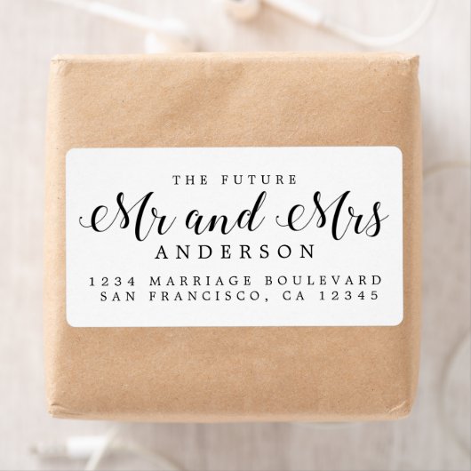 White Black Script Future Mr Mrs Retouradres Etiket (Insitu)